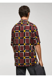 Thumbnail for Mango Men's Geometric Patterned Fluid Shirt