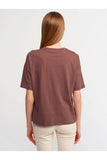 Dilvin Women's Brown Basic T-Shirt