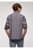Mango Men's 100% Cotton Micro Leaf Patterned Shirt