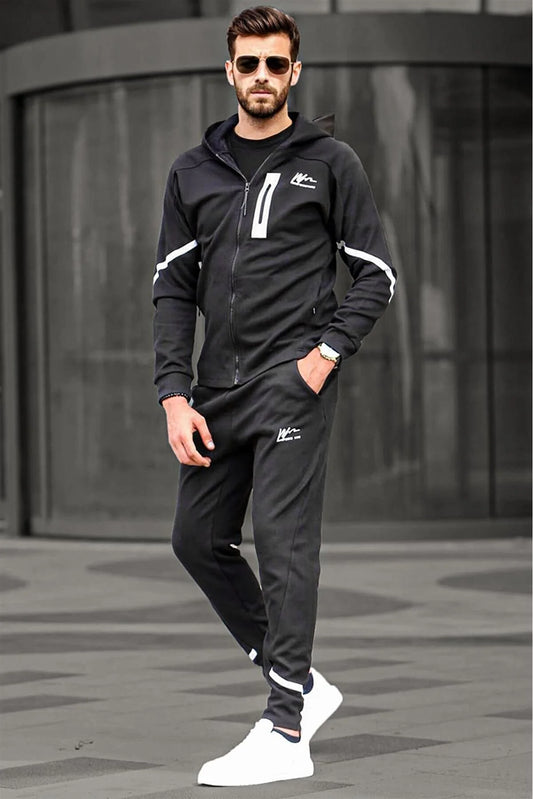 Madmext Men's Black Hooded Tracksuit