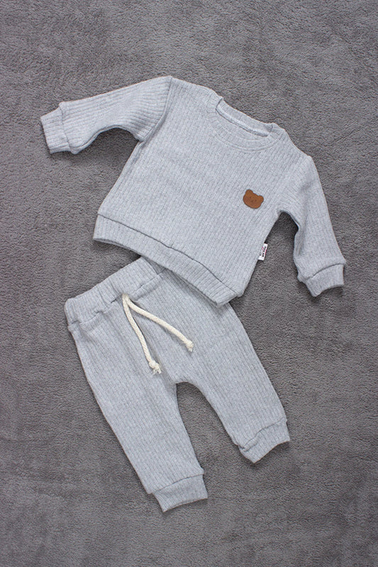 Adabebek Grey Corduroy Baby Set