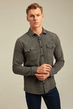 Tarz Cool Men's Black Plain Lumberjack Shirt
