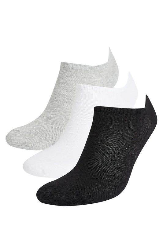 Defacto Women's Cotton 3-Piece Sneaker Socks