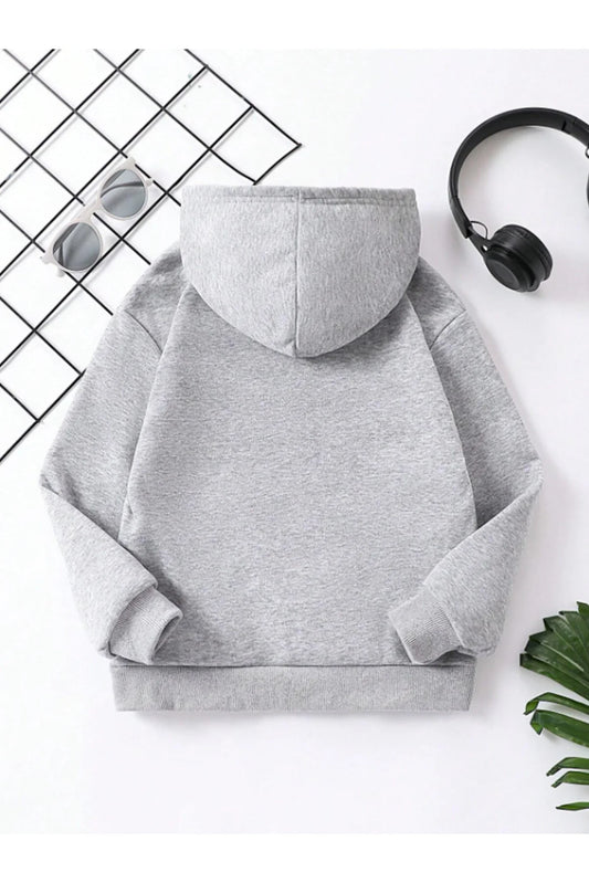 Vask Boy's Grey Hooded Cotton Sweatshirt
