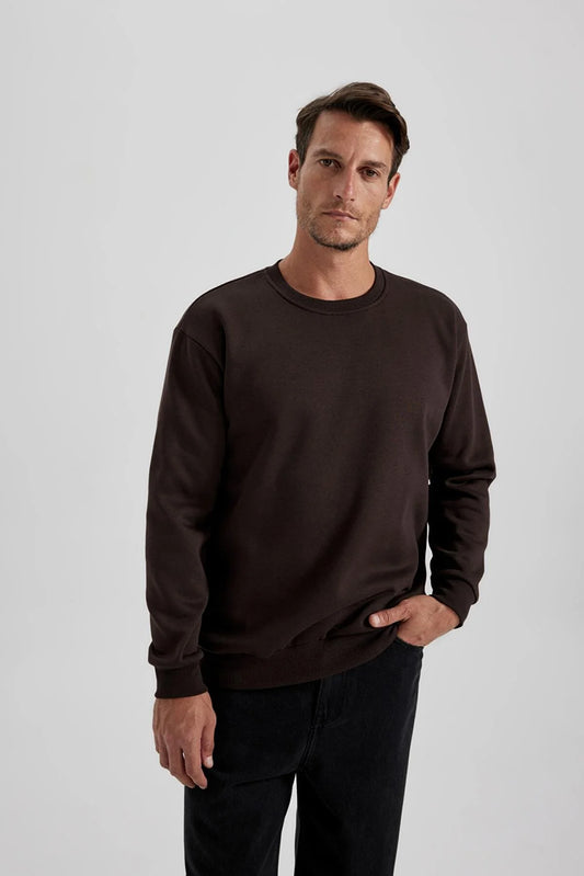 Defacto Men's Coffee Oversize Fit Sweatshirt