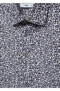 Thumbnail for Mango Men's 100% Cotton Micro Leaf Patterned Shirt