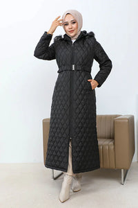 Thumbnail for Imajbutik Women's Black Quilted Coat