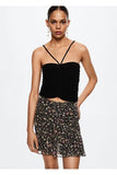 Mango Women's Black Ruffled Lurex Skirt