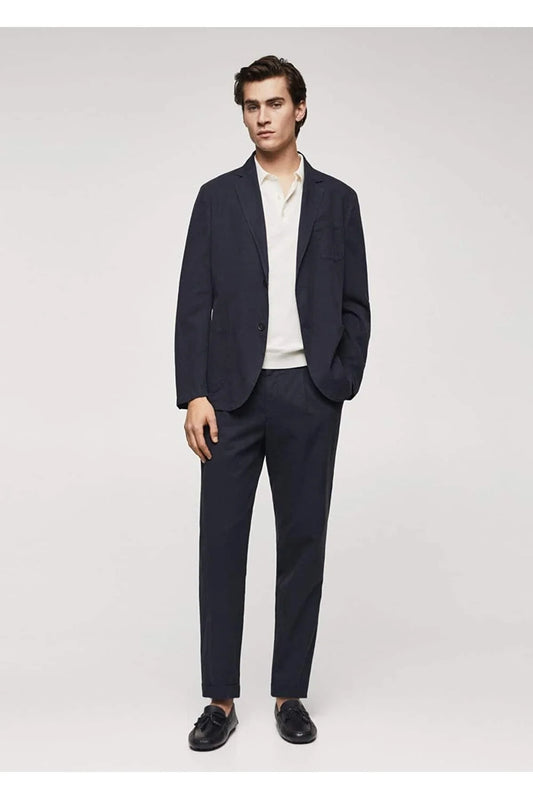 Mango Men's Slim Fit Linen-cotton Blend Blazer Jacket