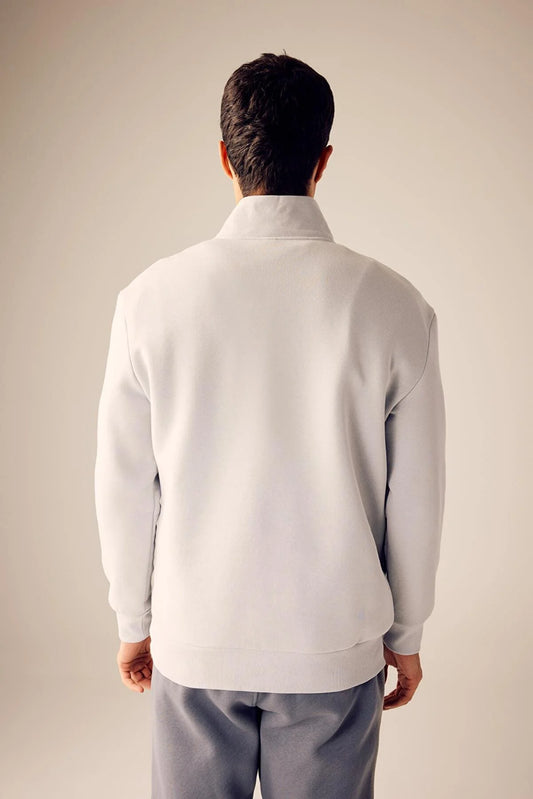 Defacto Men's Grey Comfort Fit Zippered High Collar Sweatshirt