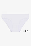 Koza Women's White Underwear 5-Piece Lycra Panties