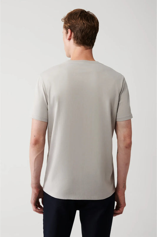 Avva Men's Grey 100% Cotton Breathable Crew Neck Standard Fit Regular Cut T-shirt
