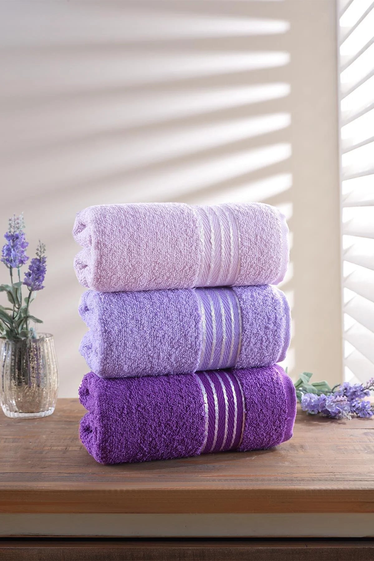 Zeynep Tekstil Bathroom Lines Set of 3 Hand & Face 50x90 Cm Towels