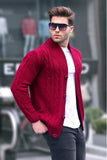 Madmext Men's Red Knitted Cardigan