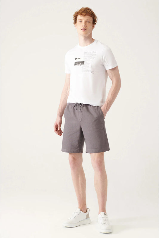 Avva Men's Anthracite Cotton Shorts