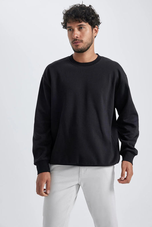 Defacto Men's Black Oversize Fit Sweatshirt