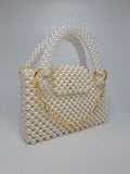 Lulua Stitches Handmade Off-White Pearl Beaded Bag