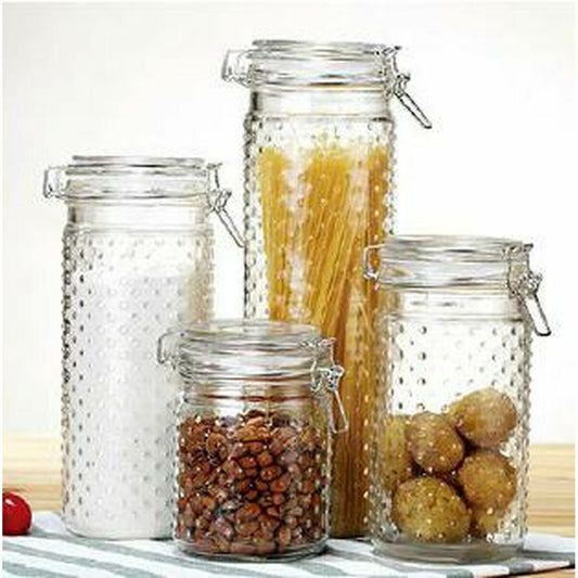 4 Tubs DKD Home Decor Crystal Transparent Stainless steel 10 x 10 x 33 cm