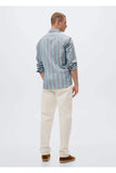 Mango Men's Striped Cotton Slim Fit Shirt