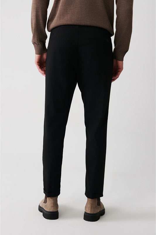 Avva Men's Black Side Pocket Pants