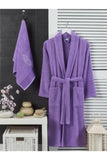 Elmira Textile Women's Purple Cotton Towel Bathroom Bathrobe