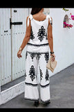 Fashion Beauty Style 7 Black & White 2 Pcs Set Boho Style Pants With Top