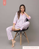 EVE.CLOSET Long Sleeve Striped Pajamas