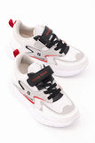 Tonny Black Boy's Ice White Comfortable Rubber Laced Velcro Sports Shoes