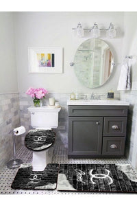 Thumbnail for Doruklar Home Collection Bathroom Washable Non-Slip Dot Based Decorative Patterned 3-Piece Bath Mat