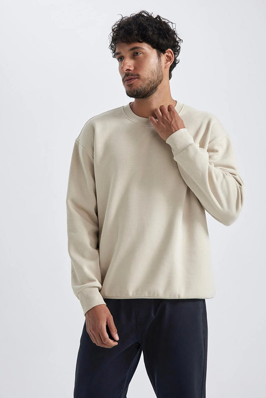 Defacto Men's Beige Oversize Fit Sweatshirt
