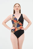 Vawensea Women's Colorful Floral Print Double-breasted Swimsuits