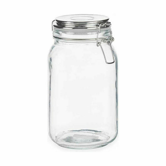 Jar Hermetically sealed Transparent Silver Glass 1,5 L 13 x 20 x 11,3 cm (12 Units)
