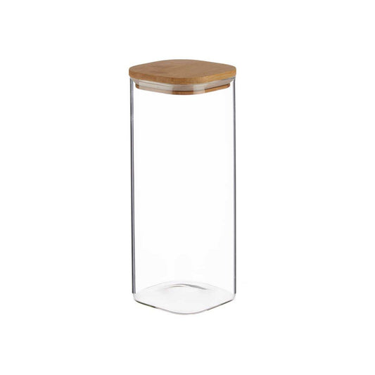 Jar Hermetically sealed Transparent Bamboo 1,8 L 10,3 x 25,3 x 10,3 cm (12 Units)