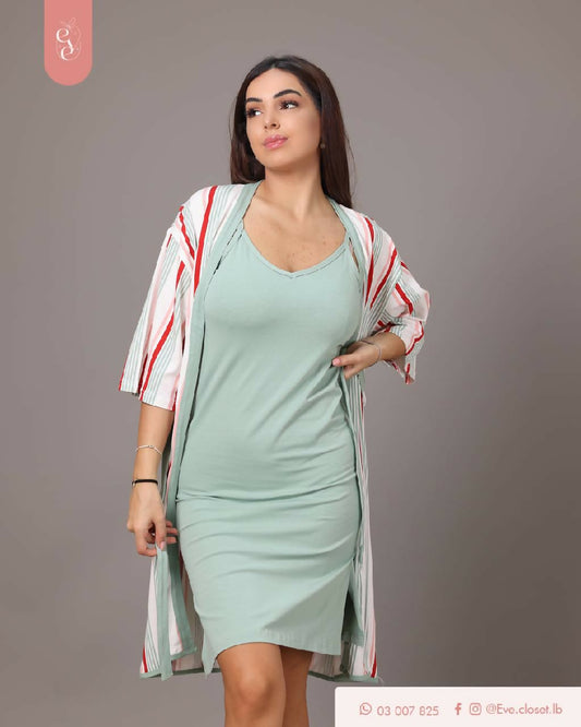 EVE.CLOSET Mint Dress And Robe