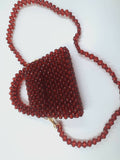 Lulua Stitches Handmade Burgundi Acrylic Beaded Bag