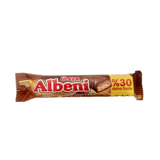 Ulker Albini  Milk Chocolate  Coated Caramel And Biscuit 52 g  أولكر ألبيني بالكراميل والبسكويت مغطى بشوكولاتة الحليب 52 جم