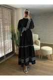 Hijabiya Women's  Dress with Embroidered On Sleeves And Skirt Hijabs