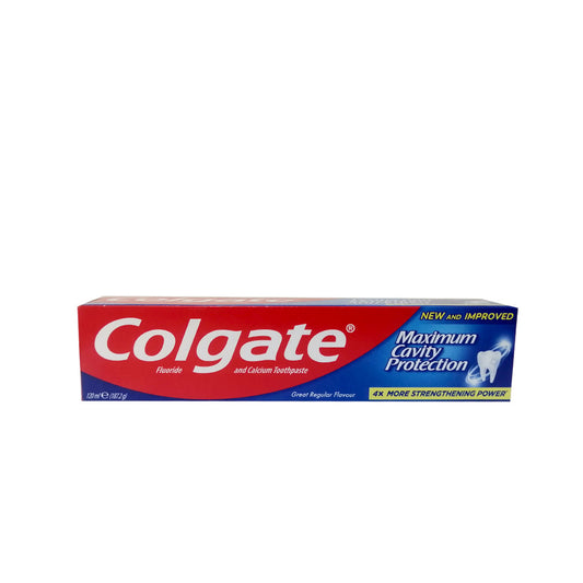 Colgate Fluoride & Calcium Toothpaste with Great Regular Flavour 120 ml كولجيت معجون أسنان بالفلورايد والكالسيوم بنكهة عادية رائعة
