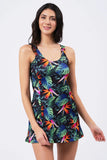 Vawensea Women's Lycra Shorts Tropical Print Dress Swimsuits