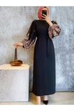 Hijabiya Women's Dress with Tulle and Lace-up Hijabs
