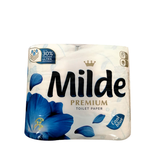 Milde Premium Toilet Paper Cool Blue 4 Rolls   ميلد بريميوم ورق تواليت أزرق بارد 4 لفات