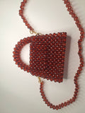 Lulua Stitches Handmade Burgundi Acrylic Beaded Bag
