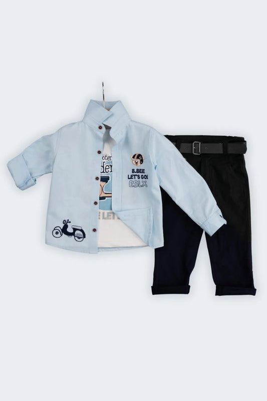 Gold Class Kidswear Boy's Buttoned 4-Piece Blue Sets