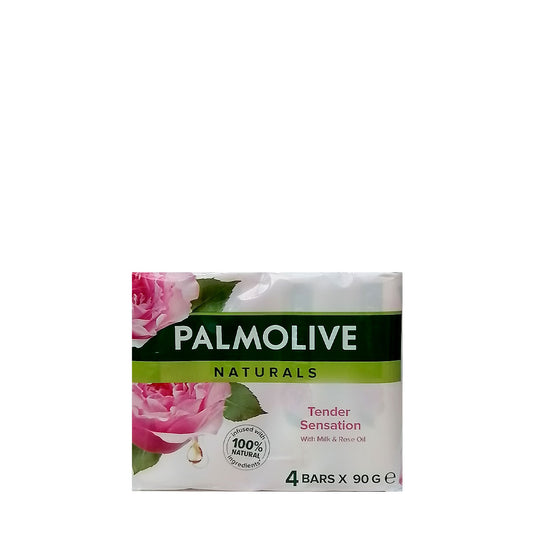 Palmolive Naturals Tender Sensation With Milk & Rose Oil 4 PCS صابون بالموليف احساس ناعم بالحليب وزيت الورد
