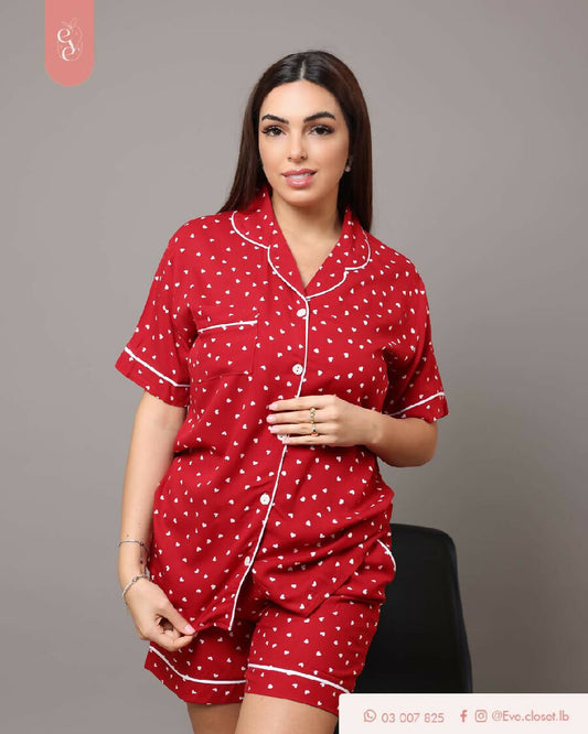 EVE.CLOSET Heart Short Sleeve Pajamas