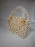 Lulua Stitches Handmade Off-White Pearl Beaded Bag