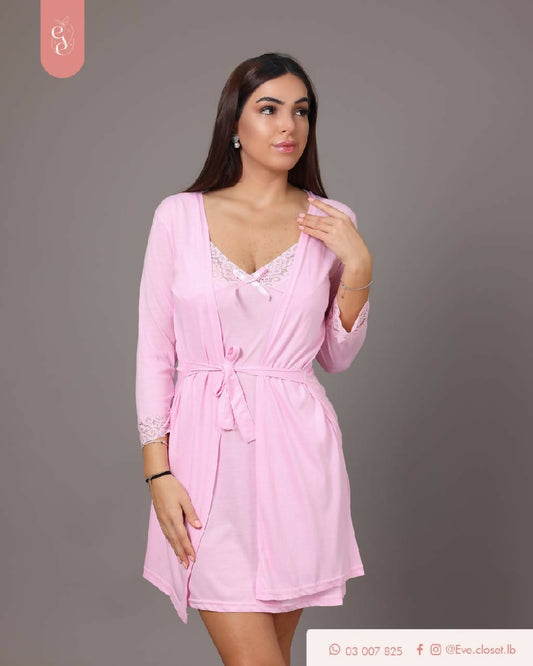 EVE.CLOSET Pink Dress With Robe