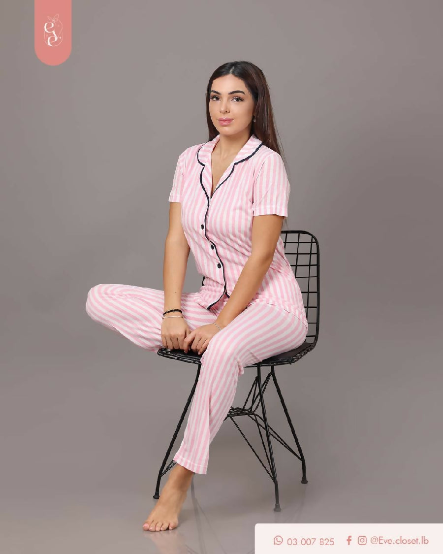 EVE.CLOSET Pink And White Pajama