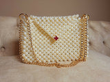 Lulua Stitches Handmade Off-White Envelope Shape Handbag