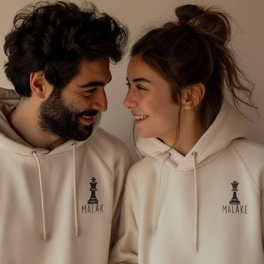 inspire.inc Valentine's Day Couples Hoodies - Malak OR Malaké - Black/White